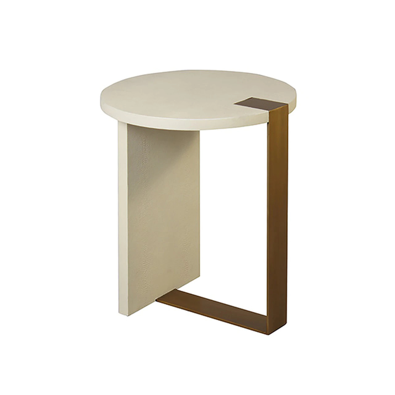 Worlds Away Harrington Round Side Table In Antique Brass Cream Faux