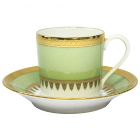 Oasis Green/Gold Coffee Cup & Saucer 12.8 Cm 7.5 Cl (Special Order)