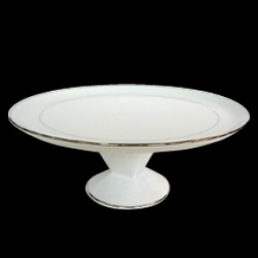 Orsay White/Platinum Footed Cake Platter 31.5 Cm