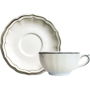 Filet Taupe Breakfast Cups & Saucers 13 Oz, 7" Dia, Set of 2
