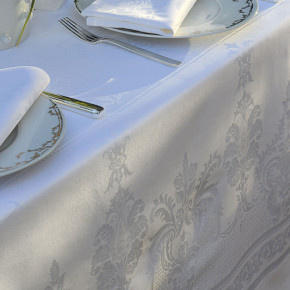 Beauregard White Cotton Damask Table Linens