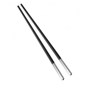 Uni Pair Of Chinese Chopsticks Black Silverplated