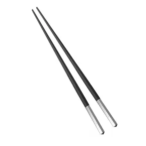 Uni Pair Of Japanese Chopsticks Black Silverplated