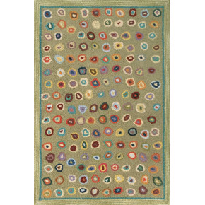 Cat's Paw Sage Wool Hooked Rug - Hooked
