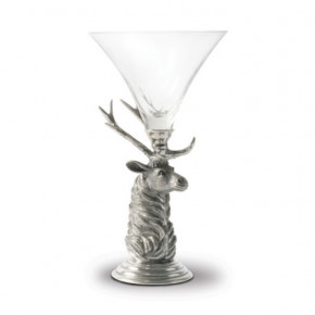 Lodge Style Elk Pewter Stem Cocktail Glass