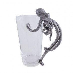 Sea And Shore Pewter Octopus Handle Glass Pitcher