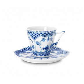 Blue Fluted Full Lace Coffee Cup & Saucer 5 oz