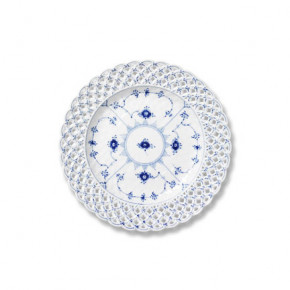 Blue Fluted Full Lace Cake Plate 9.75" With Open Border