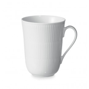 White Fluted Mug 11 oz Set of 2