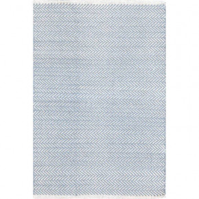 Herringbone Swedish Blue Woven Cotton Rug - Woven