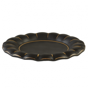 Matte Black Plate Lobed W Gold 9.5"
