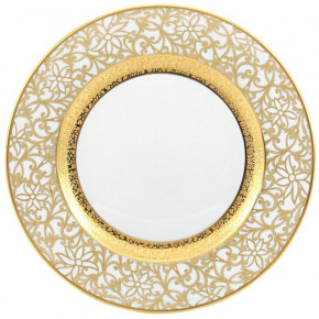 Tolede Gold/White Salad Cake Plate Round 7.7 in.