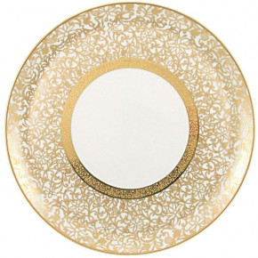 Tolede Gold/White Flat Cake Serving Plate Round 12.2 in.