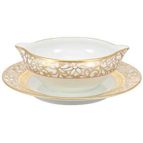 Tolede Gold/White Sauce Boat Round 7.5 in.
