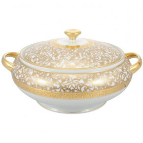 Tolede Gold/White Soup Tureen Round 9.8 in.