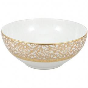 Tolede Gold/White Salad Bowl Round 9.8 in.