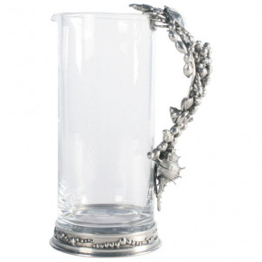 Sea And Shore Glass Pitcher Pewter Marine Life Handle