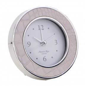 Croc Mocha Silver Round Alarm Clock