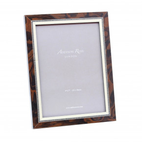 Marquetry Brown Wood Veneer & Mother of Pearl Picture Frame
