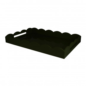 26x17 in Large Scalloped Tray Black