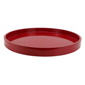 Burgundy Red Straight Round Medium Lacquered Tray