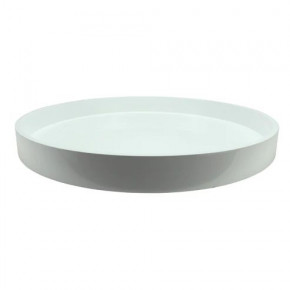 White Straight Sided Round Large Lacquered Tray