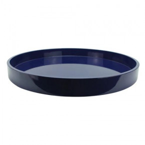 Navy Straight Sided Round Large Lacquered Tray