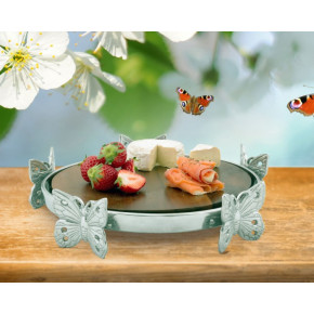 Butterfly Wood Cheese Stand 10"