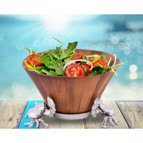 Sea and Shore Crab Wood Tall Salad Bowl