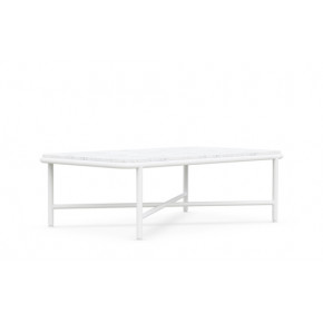 Hampton Outdoor Coffee Table Matte White Aluminum & Honed Carrara Marble