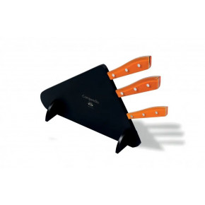 Orange Lucite Compendio Set of Three Black Lucite Block Polished Blade