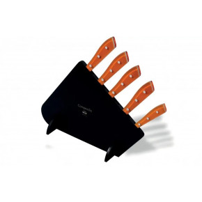 Orange Lucite Compendio Set of Five Black Lucite Block Polished Blade