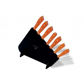 Orange Lucite Compendio Set of Seven Black Lucite Block Polished Blade
