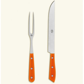 Orange Lucite Compendio Carving Set Polished Blade