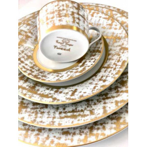 Tweed White & Gold Round Deep Platter
