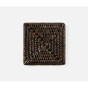 Brianne Polished Espresso Coasters Rattan Boxed Set of 4