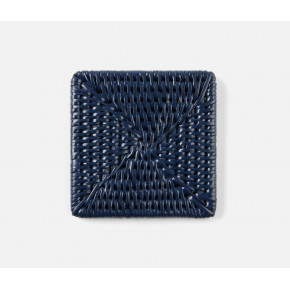 Brianne Polished Navy Coasters Rattan Boxed Set of 4
