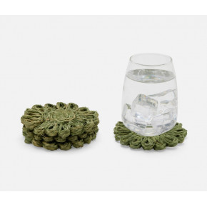 Teigan Olive Floral Coasters Abaca Boxed Set of 4