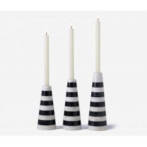 Rhodes Black/White Horizontal Stripe Candle Holders Marble Set of 3
