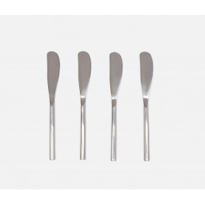 Gwen Polished Silver Hexagon Flatware Collection Spreaders Set/4