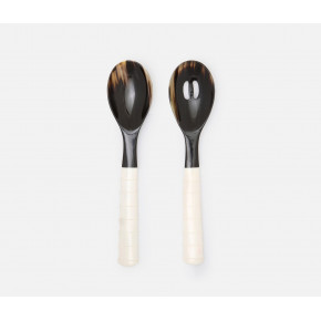 Halette Mixed Black/Natural 2-Piece Serving Set (Serving Spoon, Slotted Spoon)