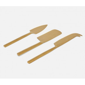 Raymond Matte Gold Cheese Knives Hammered Handles Boxed Set of 3