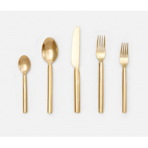 Roland Polished Gold 5-Pc Setting (Knife, Dinner Fork, Salad Fork, Soup Spoon, Tea Spoon)