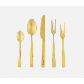 Zora Polished Gold 5-Pc Setting (Knife, Dinner Fork, Salad Fork, Soup Spoon, Tea Spoon)e