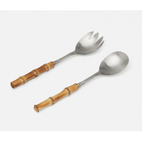 Zoya Matte Silver 2-Pc Serving Set (Serving Spoon, Serving Fork) Bamboo