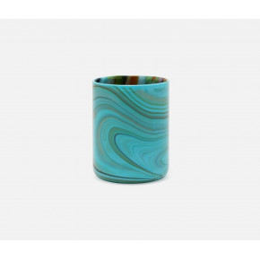 Heather Teal Swirl Tumbler Glass Hand Blown Glass, Pack of 6