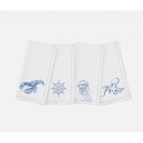 Ariel Sealife White Cotton Napkin 22x22 Set/4