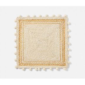 Giada White/Natural Pom Pom Square Placemat Jute Pack Of 4