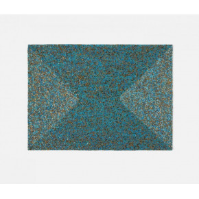 Loretta Turquoise Gold Mix Rectangular Placemat Glass Beads, Pack of 4