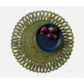 Teigan Olive Floral Design Round Placemat Abaca, Pack of 4